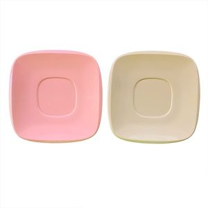 Harmony House Talk of the Town Soft Pink and Tan Square Saucers lot of 2
